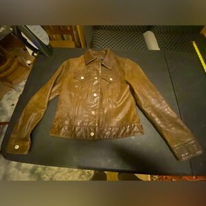 Brown Leather Jacket Gap women’s Small